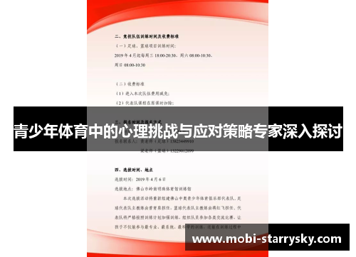 青少年体育中的心理挑战与应对策略专家深入探讨