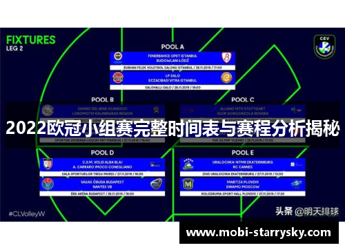2022欧冠小组赛完整时间表与赛程分析揭秘